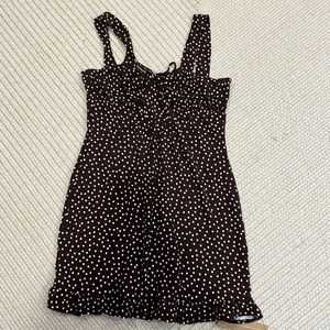 REFORMATION brown polka dot mini dress